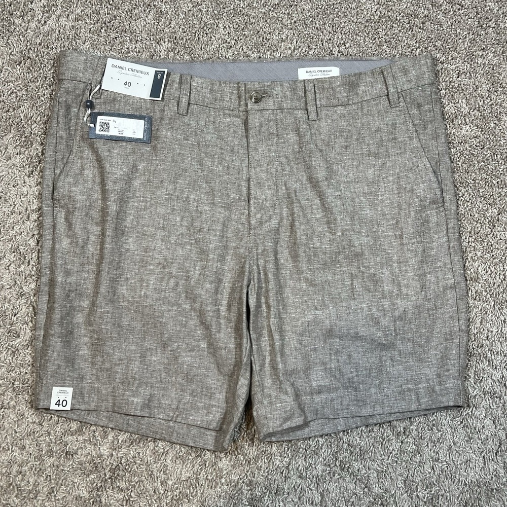 Daniel Cremieux Signature Linen Cotton Blend 8" Short 40 Brown Preppy Classic
